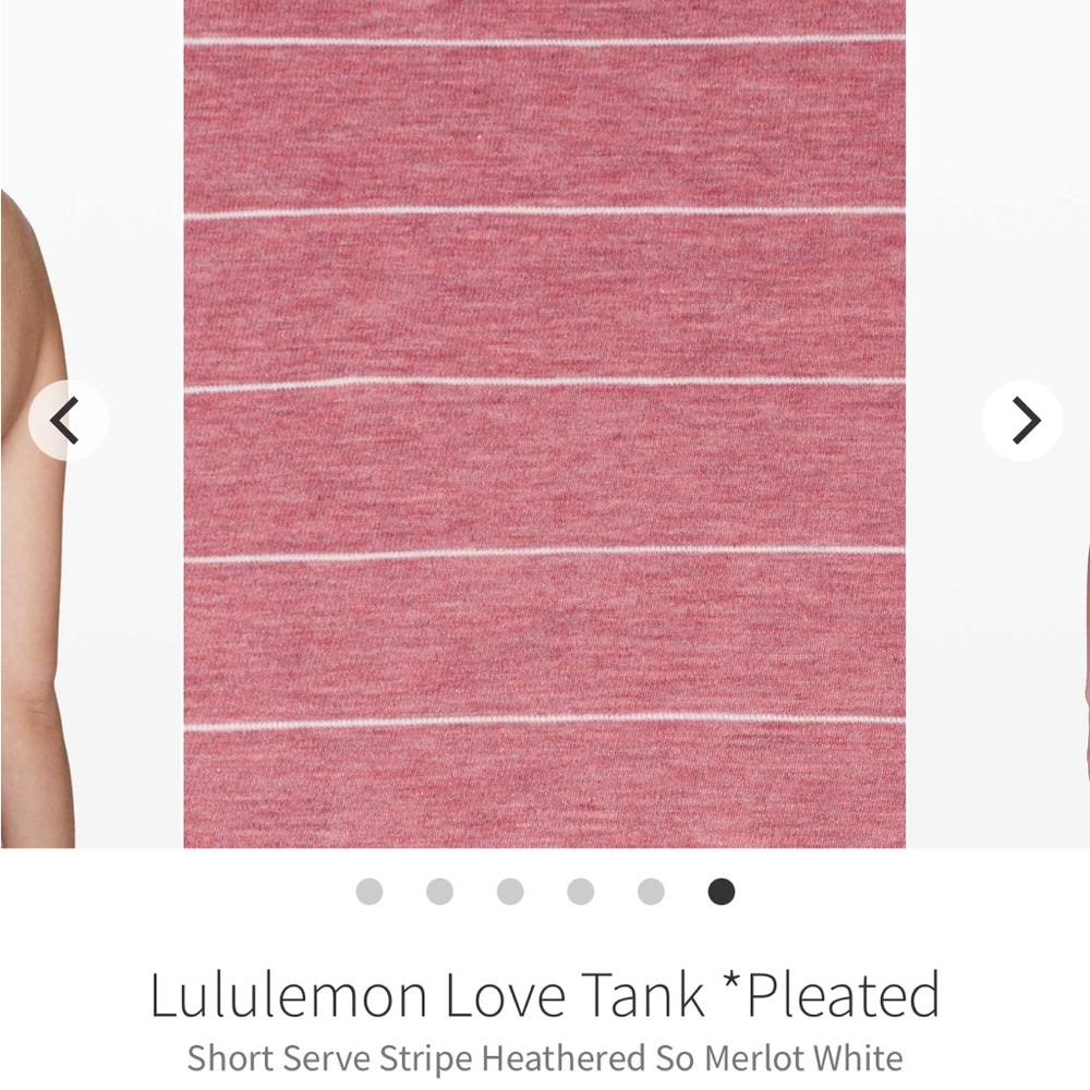 Lululemon Love Tank *Pleated in Short Serve Stripe Heathered So Merlot White - Picture 5 of 14